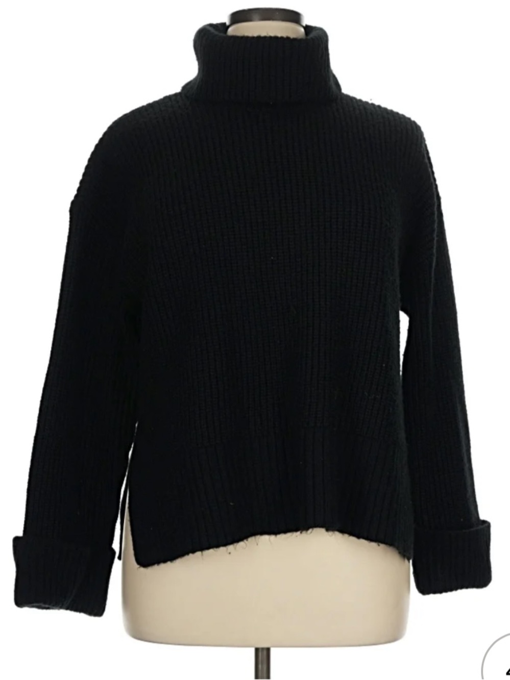 LOFT Black Chunky Ribbed Turtleneck Sweater - worn once
